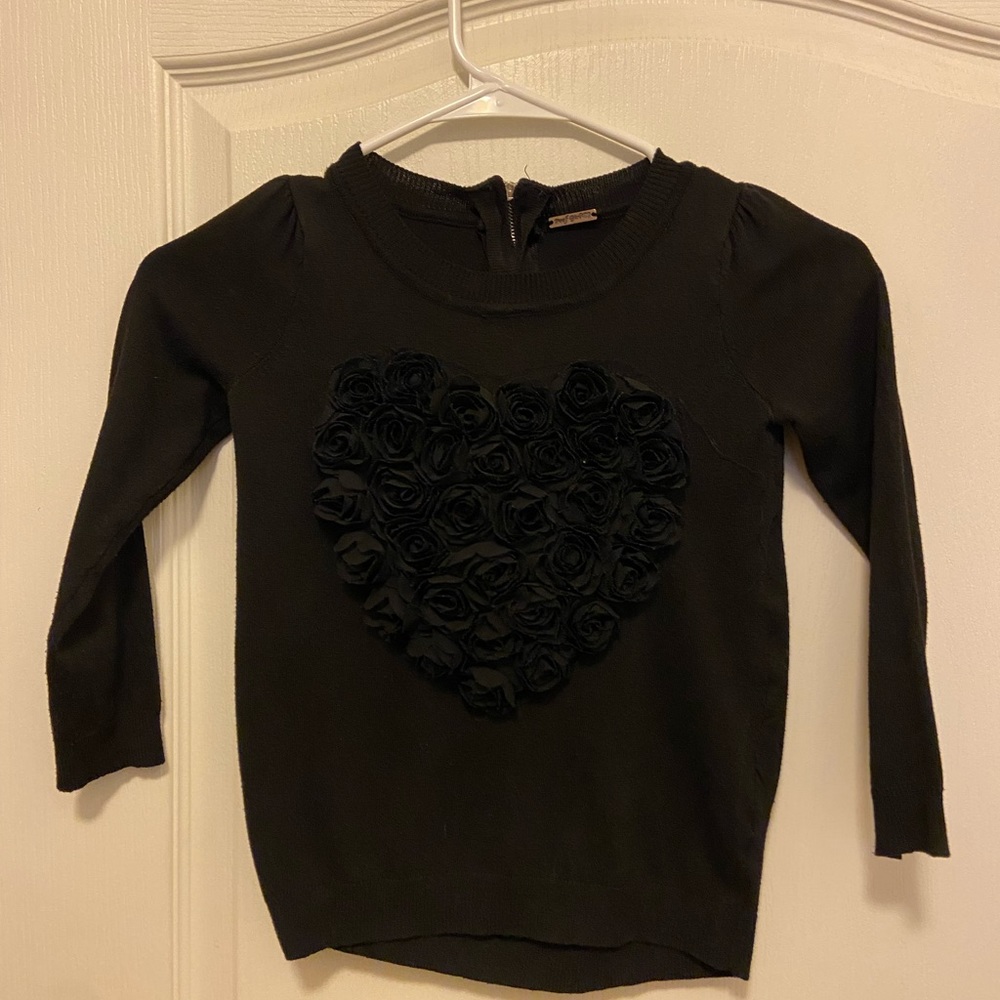 Girls black heart sweater